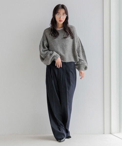 LOWRYS FARM(ローリーズファーム)の「モヘヤドロストショートPOLS 149605(ニット/セーター・レディース・アイボリー/グレー/グリーン・FREE)」の13枚目の写真