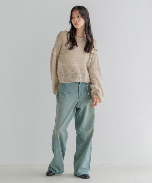 LOWRYS FARM(ローリーズファーム)の「モヘヤドロストショートPOLS 149605(ニット/セーター・レディース・アイボリー/グレー/グリーン・FREE)」の19枚目の写真