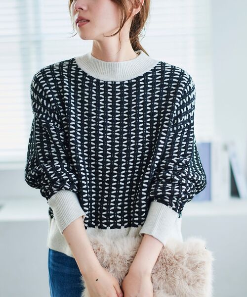 le.coeur blanc（ルクールブラン）の「交差編みバイカラーニットプルオーバー（ニット/セーター・レディース・ベージュ系その他2/ブラック系その他・38）」の10枚目の写真