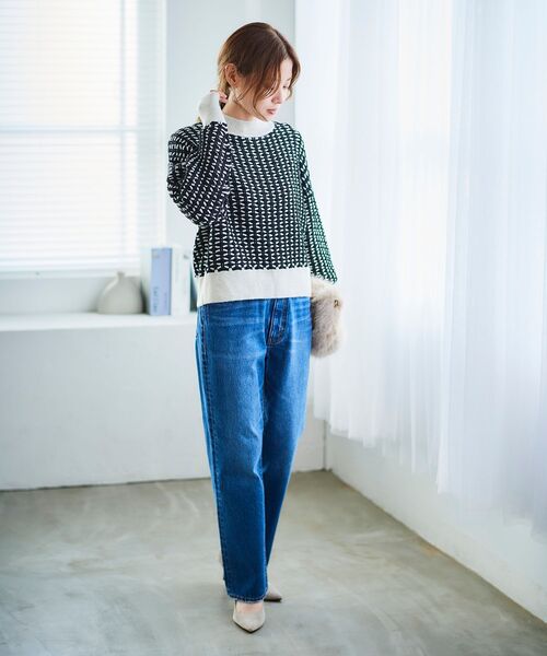 le.coeur blanc（ルクールブラン）の「交差編みバイカラーニットプルオーバー（ニット/セーター・レディース・ベージュ系その他2/ブラック系その他・38）」の14枚目の写真