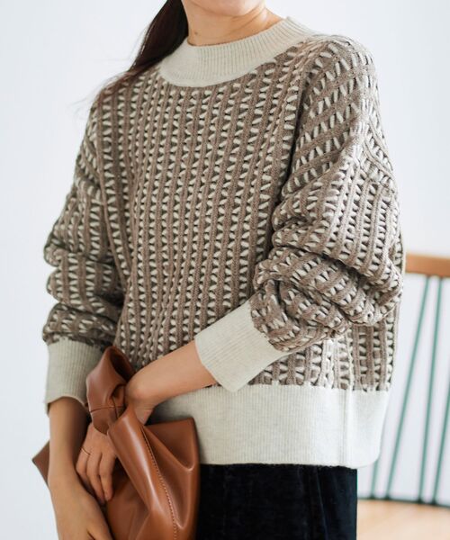 le.coeur blanc（ルクールブラン）の「交差編みバイカラーニットプルオーバー（ニット/セーター・レディース・ベージュ系その他2/ブラック系その他・38）」の20枚目の写真