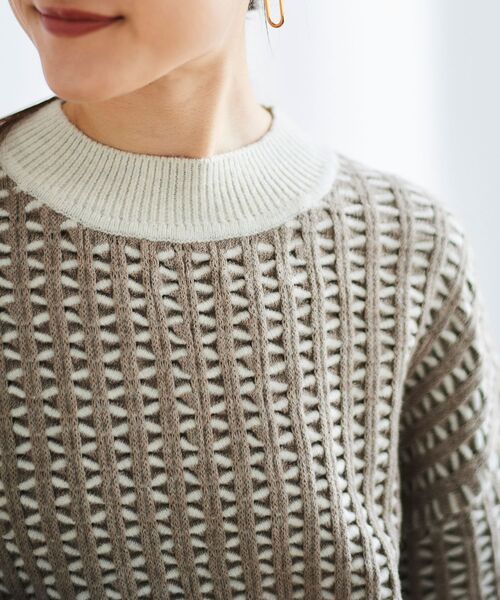 le.coeur blanc（ルクールブラン）の「交差編みバイカラーニットプルオーバー（ニット/セーター・レディース・ベージュ系その他2/ブラック系その他・38）」の21枚目の写真