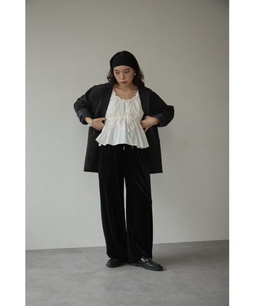 DRWCYS（ドロシーズ）の「ベロア2wayパンツ（スウェットパンツ・レディース・ブラック/オフホワイト・FREE）」の11枚目の写真