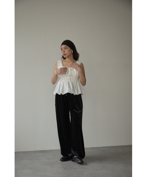 DRWCYS（ドロシーズ）の「ベロア2wayパンツ（スウェットパンツ・レディース・ブラック/オフホワイト・FREE）」の10枚目の写真