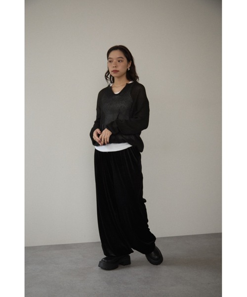 DRWCYS（ドロシーズ）の「ベロア2wayパンツ（スウェットパンツ・レディース・ブラック/オフホワイト・FREE）」の9枚目の写真