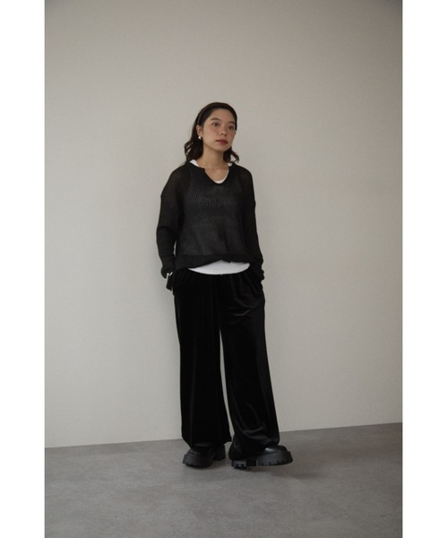 DRWCYS（ドロシーズ）の「ベロア2wayパンツ（スウェットパンツ・レディース・ブラック/オフホワイト・FREE）」の8枚目の写真