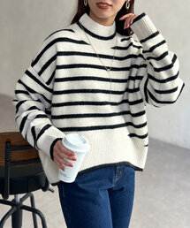 BACKスリットハイネックプルオーバー