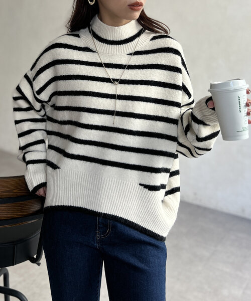 【Plage】イタリアヤーン サイドスリットハイネックプルオーバー セール】BACKスリットハイネックプルオーバー（ニット/セーター