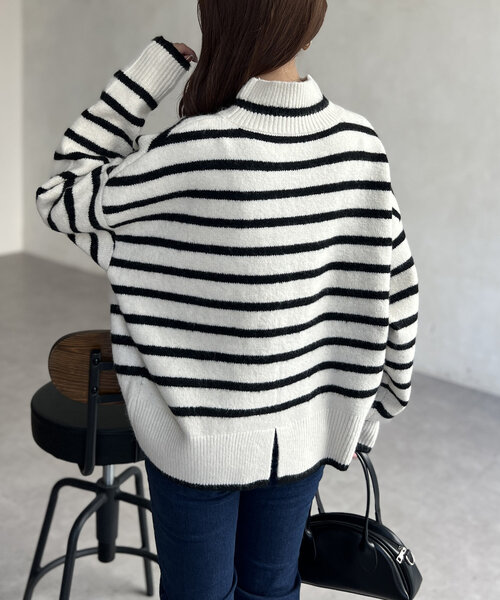 Chez toi(シェトワ)の「BACKスリットハイネックプルオーバー(ニット/セーター・レディース・グレー/ブルー/オフホワイト/アイボリー・FREE)」の12枚目の写真