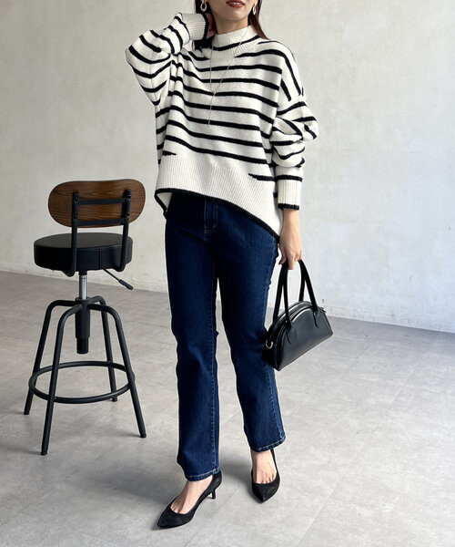 Chez toi(シェトワ)の「BACKスリットハイネックプルオーバー(ニット/セーター・レディース・グレー/ブルー/オフホワイト/アイボリー・FREE)」の14枚目の写真