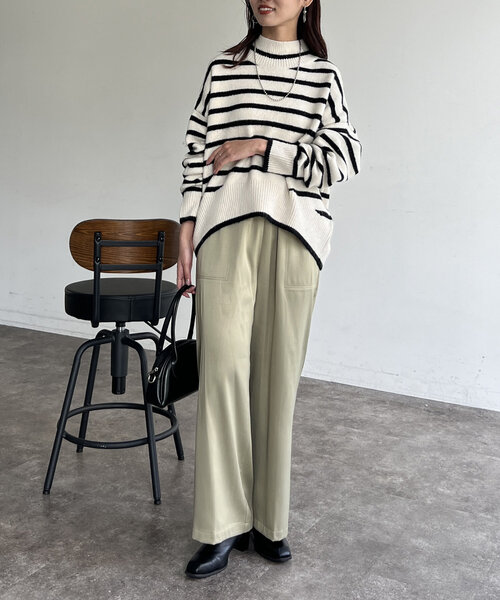 Chez toi(シェトワ)の「BACKスリットハイネックプルオーバー(ニット/セーター・レディース・グレー/ブルー/オフホワイト/アイボリー・FREE)」の15枚目の写真