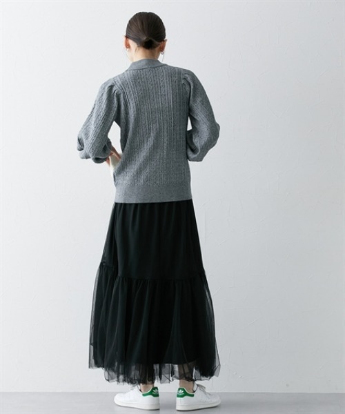 nissen（ニッセン）の「ボリュームチュールギャザースカート（スカート・レディース・グレー/ブラック・L/M/S/LL）」の5枚目の写真