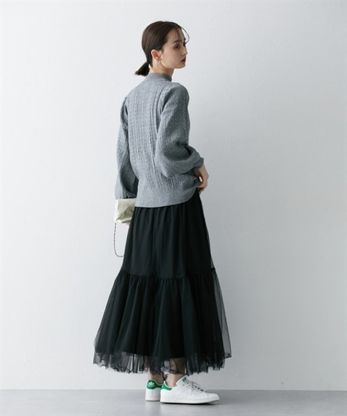 nissen（ニッセン）の「ボリュームチュールギャザースカート（スカート・レディース・グレー/ブラック・L/M/S/LL）」の6枚目の写真