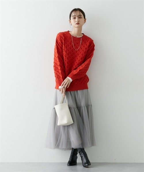 nissen（ニッセン）の「ボリュームチュールギャザースカート（スカート・レディース・グレー/ブラック・L/M/S/LL）」の10枚目の写真