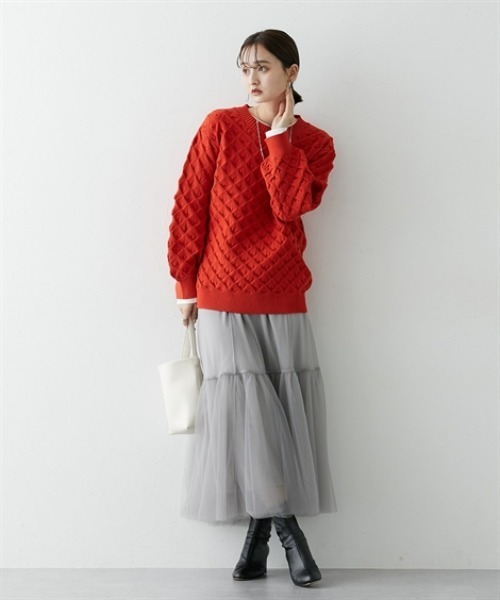 nissen（ニッセン）の「ボリュームチュールギャザースカート（スカート・レディース・グレー/ブラック・L/M/S/LL）」の11枚目の写真