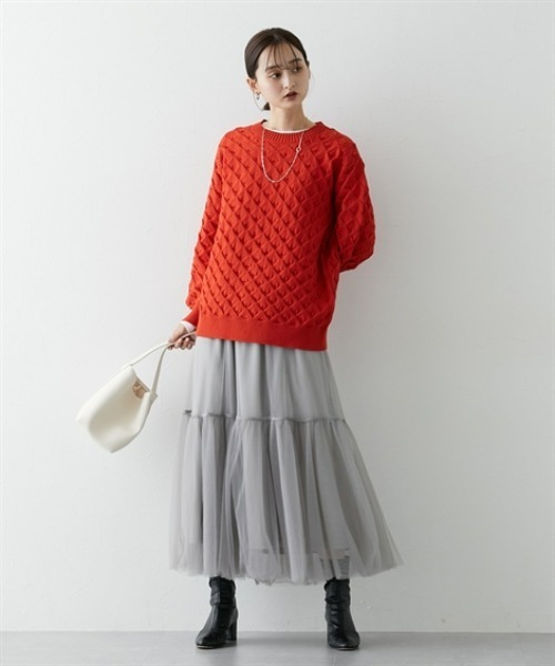 nissen（ニッセン）の「ボリュームチュールギャザースカート（スカート・レディース・グレー/ブラック・L/M/S/LL）」の12枚目の写真