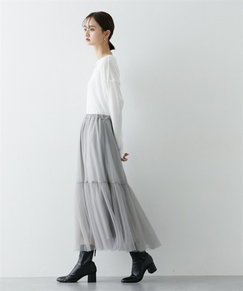 nissen（ニッセン）の「ボリュームチュールギャザースカート（スカート・レディース・グレー/ブラック・L/M/S/LL）」の14枚目の写真
