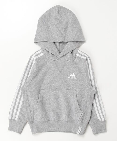 adidas(アディダス)の「アディダス adidas エッセンシャルズプラス ルーズフィットスリーストライプスフレンチテリー プルオーバーパーカー キッズ(パーカー・キッズ・グレー/ブラック/ネイビー/グリーン・110cm/120cm/130cm/140cm/150cm/160cm)」の2枚目の写真