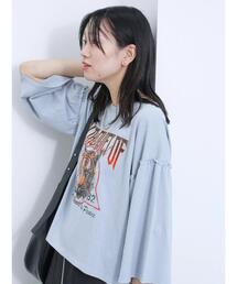 Samansa Mos2 blue | フレア袖プルオーバー(Tシャツ/カットソー)