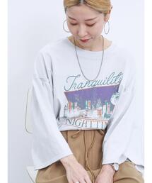 Samansa Mos2 blue | フレア袖プルオーバー(Tシャツ/カットソー)