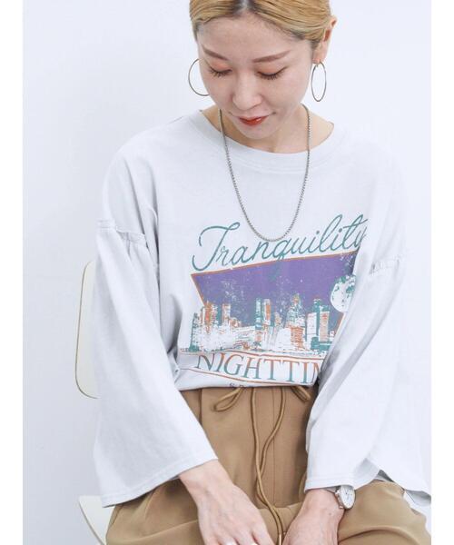 Samansa Mos2 blue（サマンサモスモスブルー）の「フレア袖プルオーバー（Tシャツ/カットソー・レディース・チャコールグレー/ブルー/シルバーグレー・F）」の3枚目の写真