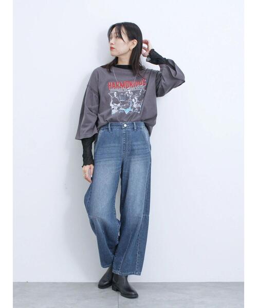 Samansa Mos2 blue（サマンサモスモスブルー）の「フレア袖プルオーバー（Tシャツ/カットソー・レディース・チャコールグレー/ブルー/シルバーグレー・F）」の10枚目の写真