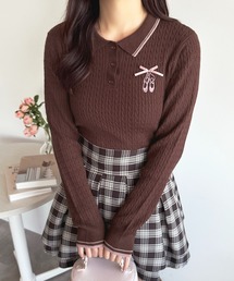 バレエ刺繍リボンポロニット【ZOZOTOWN限定アイテム】