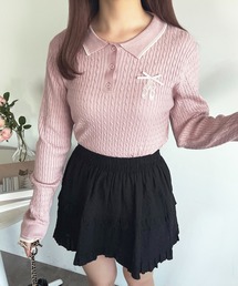 バレエ刺繍リボンポロニット【ZOZOTOWN限定アイテム】