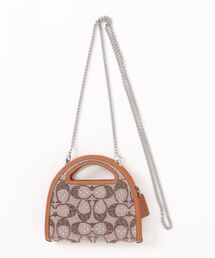 コーチ トップ ハンドル カード ケース クリスタル シグネチャー ジャカード COACH（コーチ）の「トップ ハンドル カード ケース・クリスタル