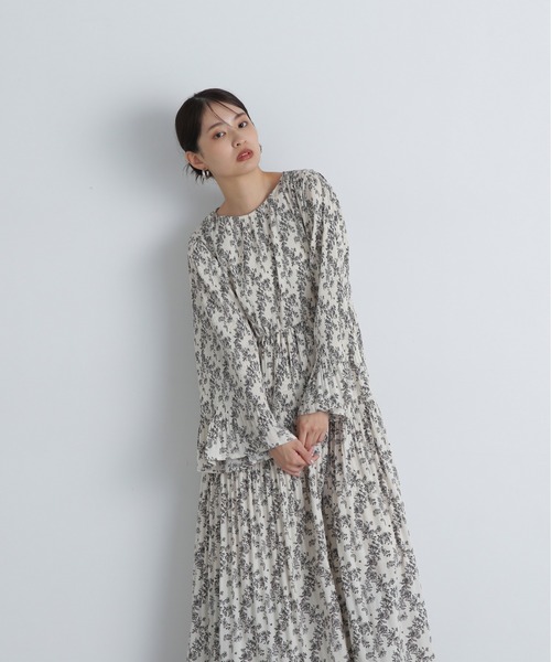 N.（N. Natural Beauty Basic）（エヌエヌナチュラルビューティーベーシック）の「◆デシンプリントワンピース（ワンピース・レディース・オフホワイト/ブラック・SMALL/MEDIUM）」の8枚目の写真