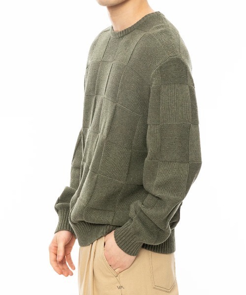 RVCA(ルーカ)の「RVCA メンズ HI GRADE BORO CREW S セーター/ルーカブロックチェックニット(ニット/セーター・メンズ・オリーブ・LARGE/X-LARGE/SMALL/MEDIUM)」の2枚目の写真