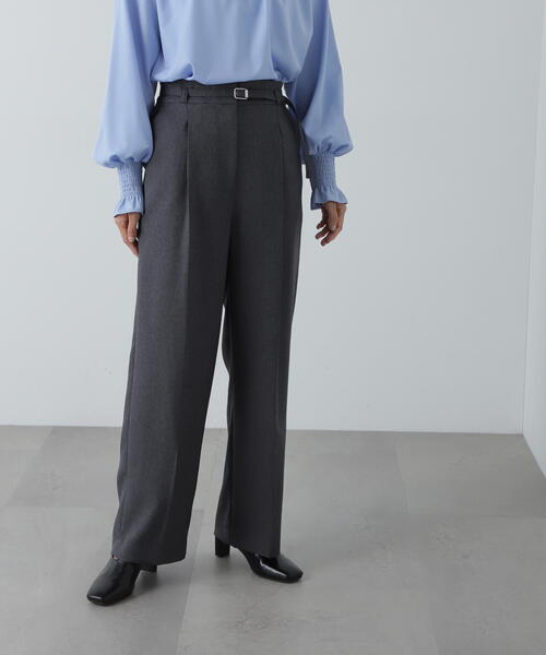 N.(N. Natural Beauty Basic)(エヌエヌナチュラルビューティーベーシック)の「センタープレスベルト付ワイドパンツ(スラックス・レディース・グレー/ブラウン・SMALL/MEDIUM)」の14枚目の写真