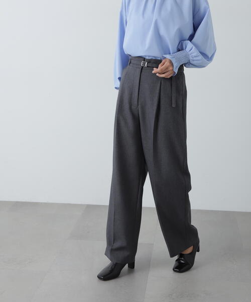 N.(N. Natural Beauty Basic)(エヌエヌナチュラルビューティーベーシック)の「センタープレスベルト付ワイドパンツ(スラックス・レディース・グレー/ブラウン・SMALL/MEDIUM)」の15枚目の写真