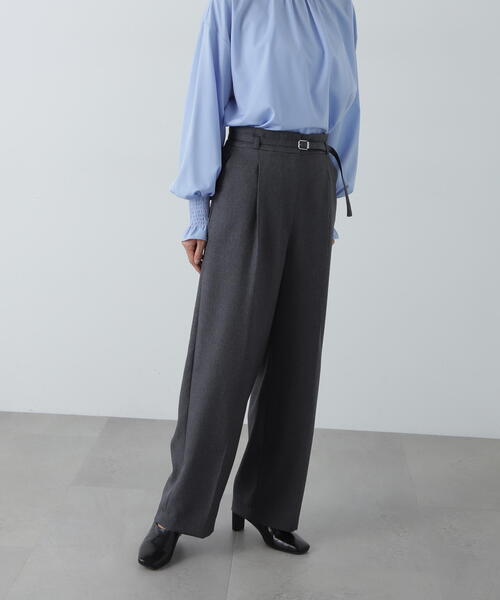 N.(N. Natural Beauty Basic)(エヌエヌナチュラルビューティーベーシック)の「センタープレスベルト付ワイドパンツ(スラックス・レディース・グレー/ブラウン・SMALL/MEDIUM)」の16枚目の写真