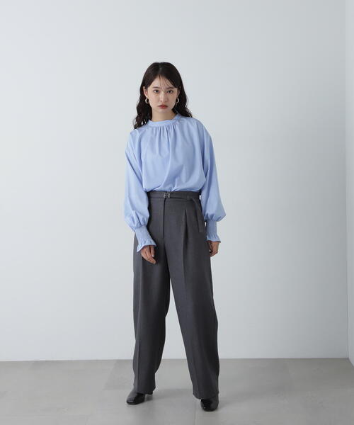 N.(N. Natural Beauty Basic)(エヌエヌナチュラルビューティーベーシック)の「センタープレスベルト付ワイドパンツ(スラックス・レディース・グレー/ブラウン・SMALL/MEDIUM)」の17枚目の写真