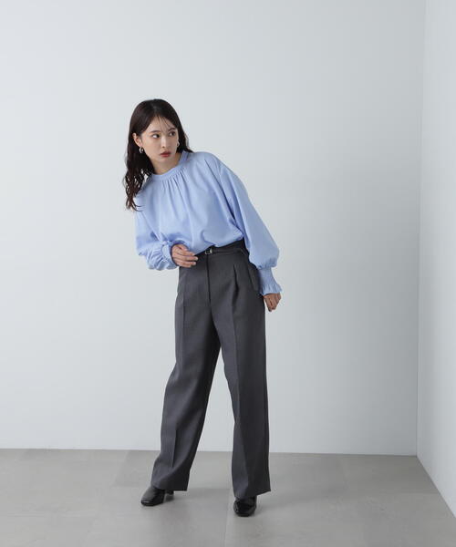 N.(N. Natural Beauty Basic)(エヌエヌナチュラルビューティーベーシック)の「センタープレスベルト付ワイドパンツ(スラックス・レディース・グレー/ブラウン・SMALL/MEDIUM)」の18枚目の写真