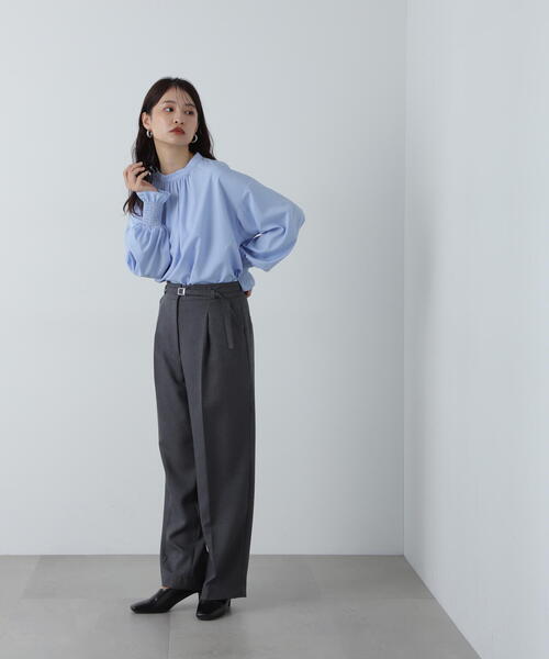 N.(N. Natural Beauty Basic)(エヌエヌナチュラルビューティーベーシック)の「センタープレスベルト付ワイドパンツ(スラックス・レディース・グレー/ブラウン・SMALL/MEDIUM)」の19枚目の写真