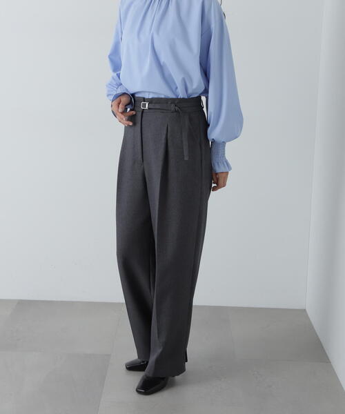 N.(N. Natural Beauty Basic)(エヌエヌナチュラルビューティーベーシック)の「センタープレスベルト付ワイドパンツ(スラックス・レディース・グレー/ブラウン・SMALL/MEDIUM)」の20枚目の写真