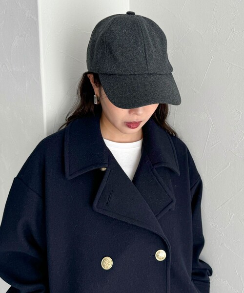 fredy emue（フレディエミュ）の「メルトンキャップ（キャップ・レディース・グレー/ベージュ/ネイビー・FREE）」の2枚目の写真