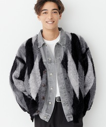 アーガイル柄 Vネックカーディガン