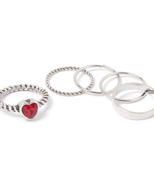 niko and...（ニコアンド）の「ハート5SETリング（リング・レディース・レッド/ブラック・0）」の5枚目の写真