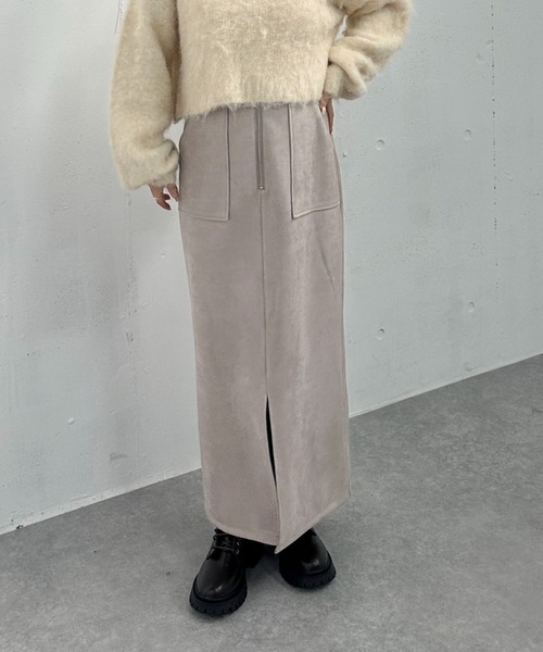 archives（アルシーヴ）の「F ZIP スウェードタイトスカート（スカート・レディース・アイボリー/ブルーグレー/グレイッシュベージュ・MEDIUM）」の20枚目の写真