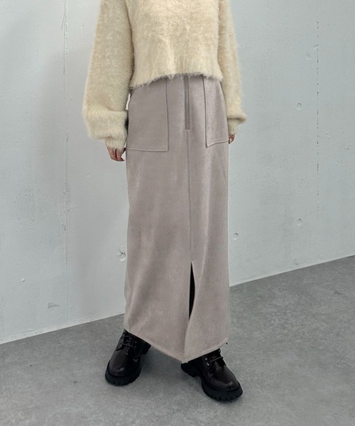 archives（アルシーヴ）の「F ZIP スウェードタイトスカート（スカート・レディース・アイボリー/ブルーグレー/グレイッシュベージュ・MEDIUM）」の19枚目の写真