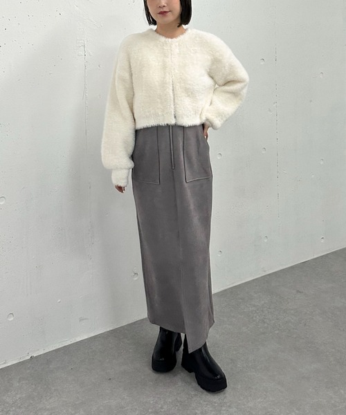 archives（アルシーヴ）の「F ZIP スウェードタイトスカート（スカート・レディース・アイボリー/ブルーグレー/グレイッシュベージュ・MEDIUM）」の8枚目の写真