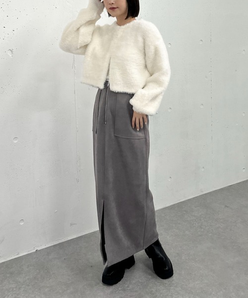 archives（アルシーヴ）の「F ZIP スウェードタイトスカート（スカート・レディース・アイボリー/ブルーグレー/グレイッシュベージュ・MEDIUM）」の9枚目の写真