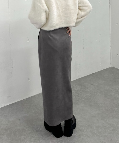 archives（アルシーヴ）の「F ZIP スウェードタイトスカート（スカート・レディース・アイボリー/ブルーグレー/グレイッシュベージュ・MEDIUM）」の6枚目の写真