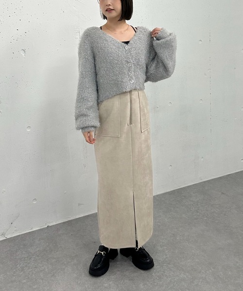 archives（アルシーヴ）の「F ZIP スウェードタイトスカート（スカート・レディース・アイボリー/ブルーグレー/グレイッシュベージュ・MEDIUM）」の16枚目の写真