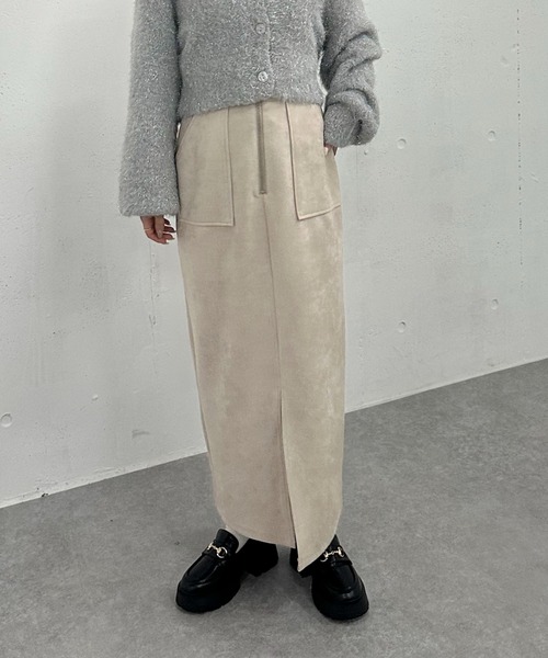 archives（アルシーヴ）の「F ZIP スウェードタイトスカート（スカート・レディース・アイボリー/ブルーグレー/グレイッシュベージュ・MEDIUM）」の12枚目の写真