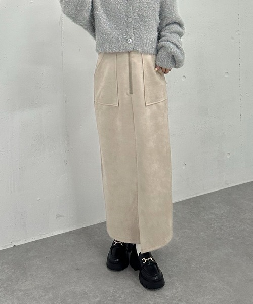 archives（アルシーヴ）の「F ZIP スウェードタイトスカート（スカート・レディース・アイボリー/ブルーグレー/グレイッシュベージュ・MEDIUM）」の13枚目の写真