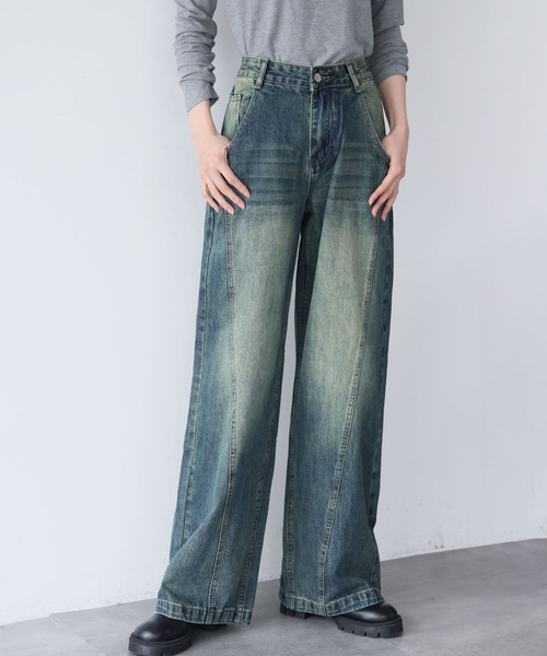 LOWO(ロワ)の「ヴィンテージライクワイドデニムパンツ(デニムパンツ・レディース・インディゴブルー/ブルー・S/M/L)」の8枚目の写真